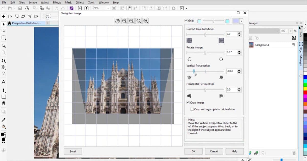 Как в кореле сделать перспективу картинки