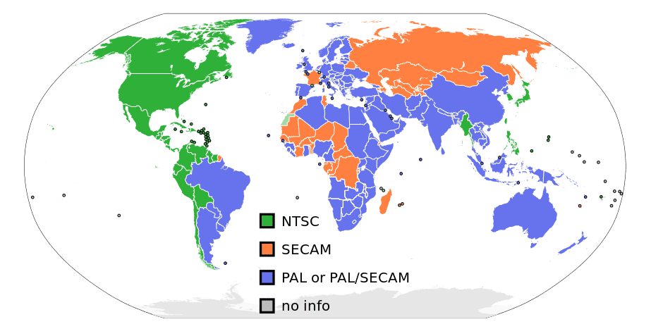 NTSC vs PAL World Map