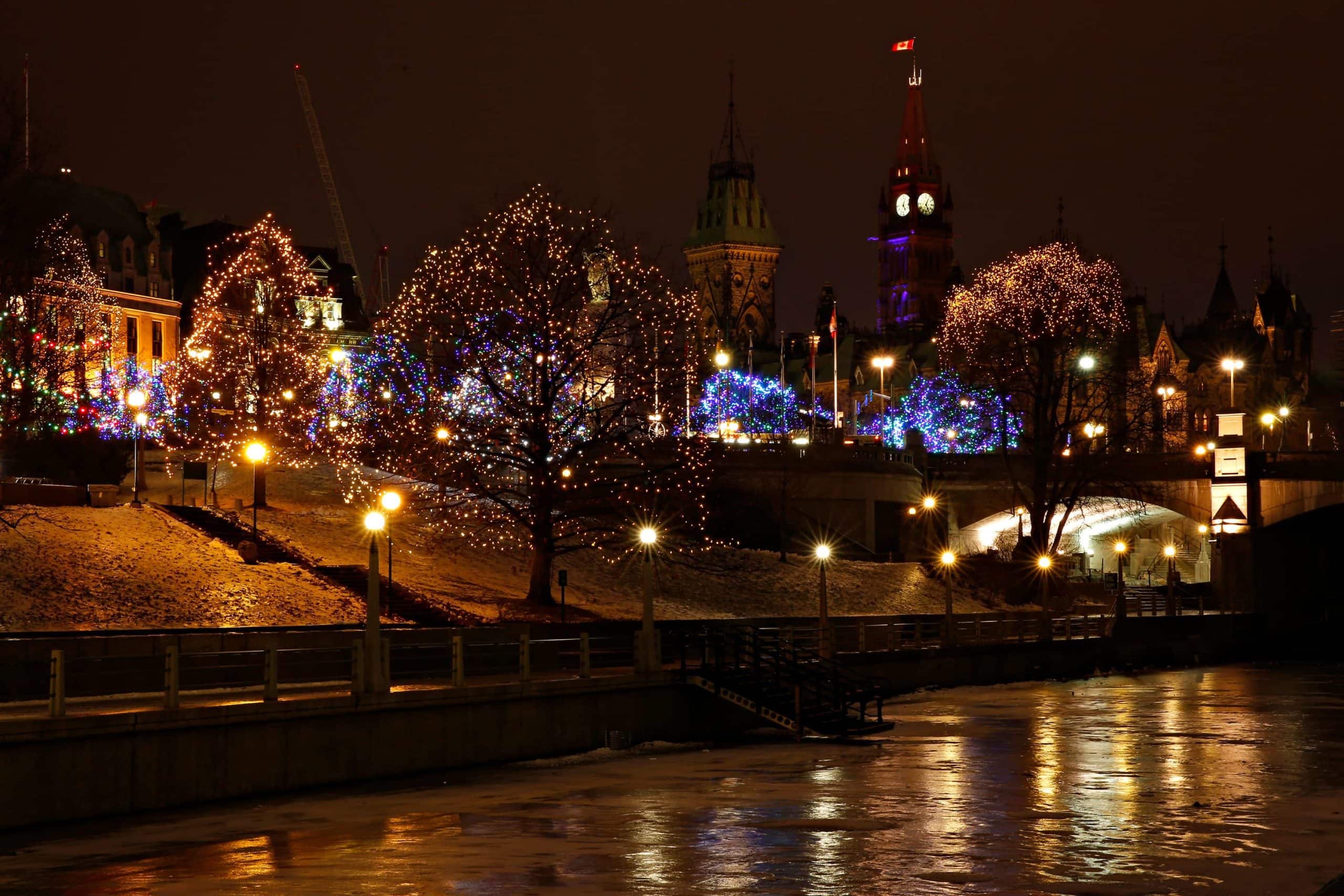 Christmas lights in downtown Ottawa, Canal. December 9, 2014. Photo by Blair Gable
