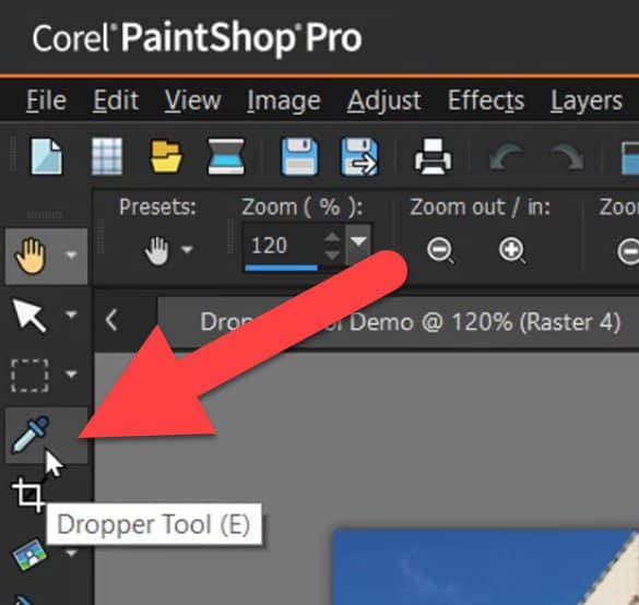 Sampling and selecting colors with the Dropper tool Corel Discovery