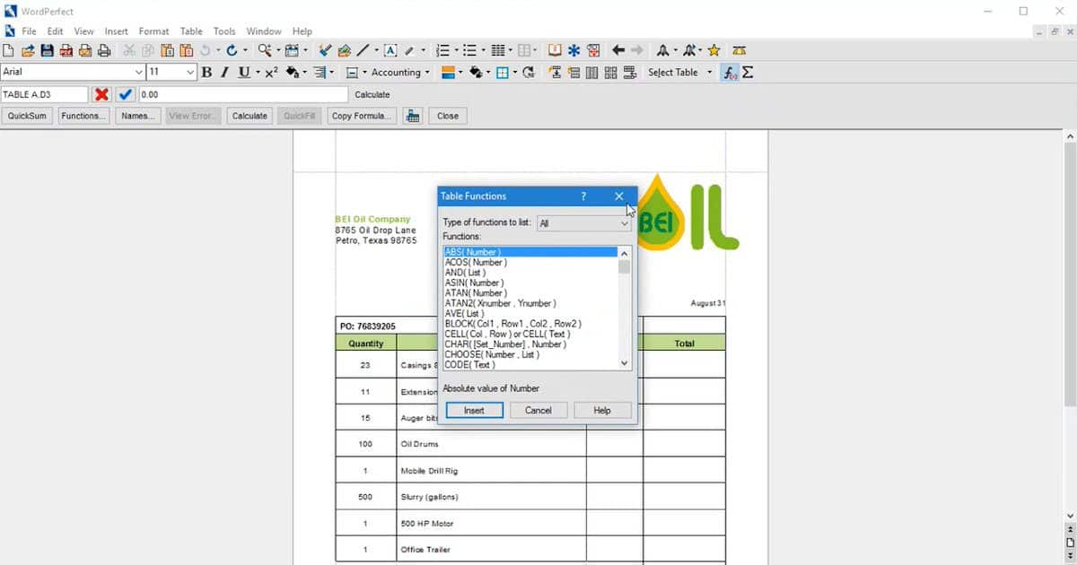 Automatic Calculations in WordPerfect Tables - Corel Discovery Center